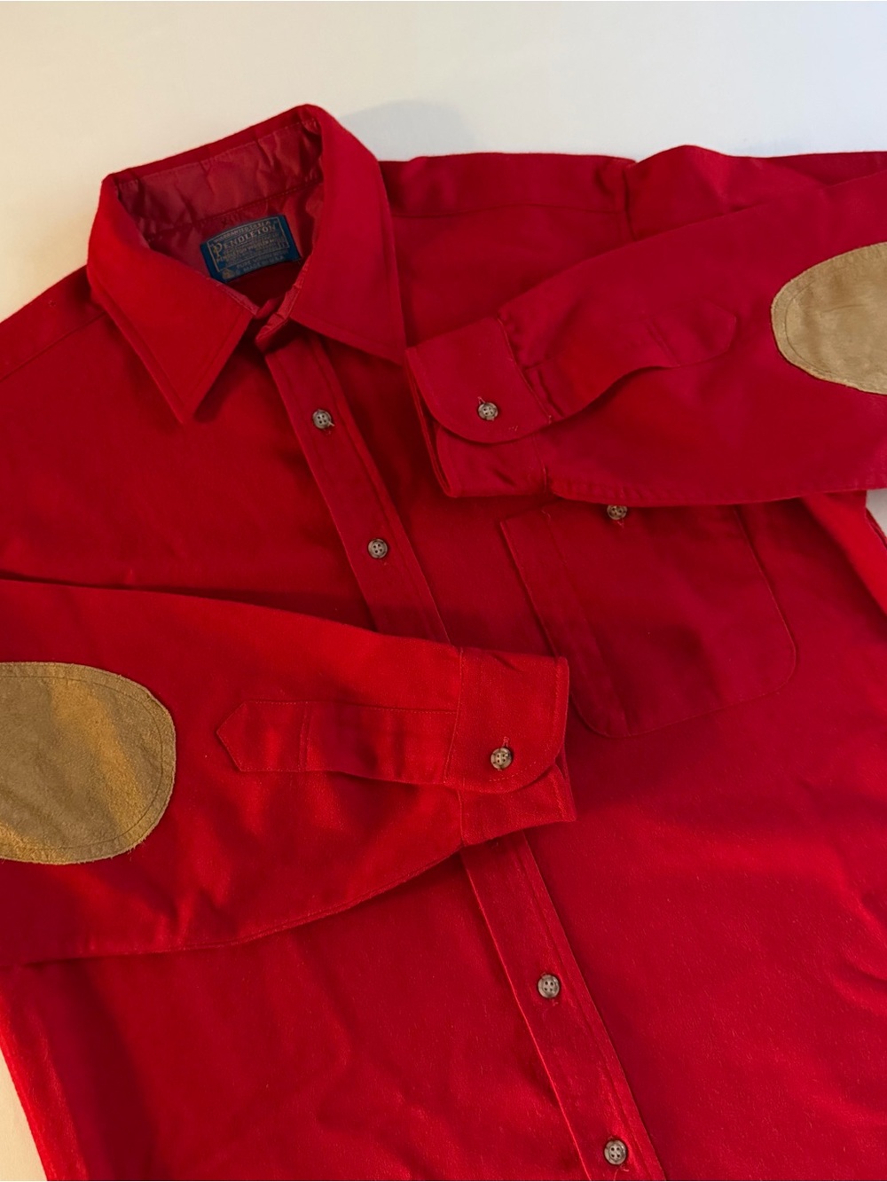 Vintage Pendleton 100% Virgin Wool Flannel Shirt Men L USA MADE Elbow Button Up
